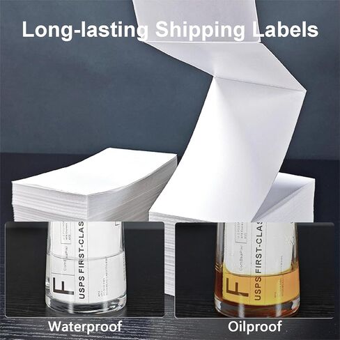 ملصقات شحن حرارية 4x6، ملصقات حرارية مباشرة Fanfold للشحن، لاصق دائم، ملصقات من الدرجة التجارية للحمار الوحشي، Polono، Jadens، Beeprt، iDPRT، Munbyn، Nelko (500 ورقة في كل عبوة) in Kuwait