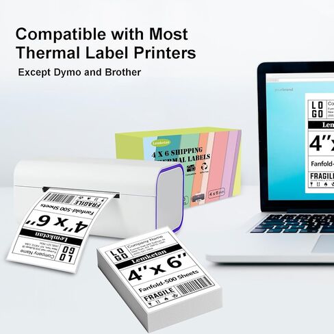 ملصقات شحن حرارية 4x6، ملصقات حرارية مباشرة Fanfold للشحن، لاصق دائم، ملصقات من الدرجة التجارية للحمار الوحشي، Polono، Jadens، Beeprt، iDPRT، Munbyn، Nelko (500 ورقة في كل عبوة) in Kuwait