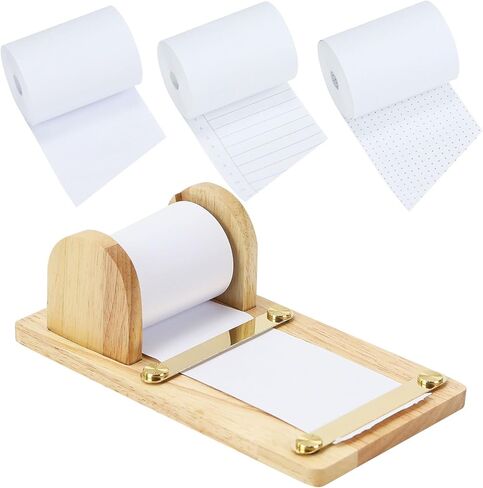 Note Paper Dispenser Desk, Wooden Paper Roll Dispenser with 36ft Note Paper, Desktop Grocery List Sticky Notes Holder for Desk Artwork to-Do Lists Ideal for Home (Bamboo) in Kuwait