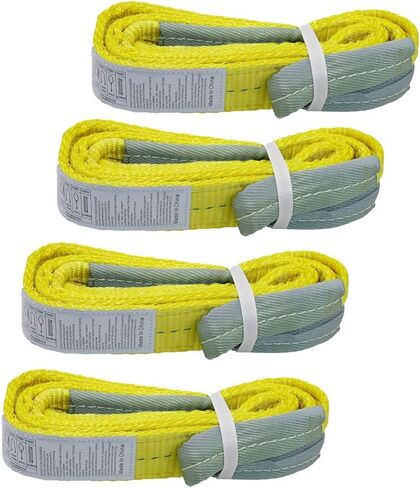 4 Pack 2"x6FT Lift Sling Straps, 2 Ply Polyester Rigging Straps, 6200LBS Load Capacity Flat Eye-Eye Web Sling for Hoist, Tree Stumps, Heavy Duty Cargo in Saudi Arabia