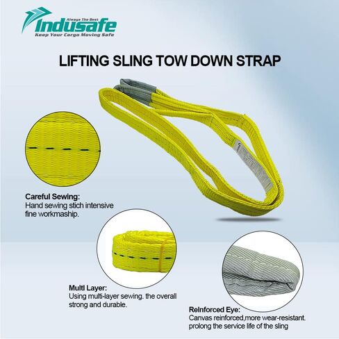 4 Pack 2"x6FT Lift Sling Straps, 2 Ply Polyester Rigging Straps, 6200LBS Load Capacity Flat Eye-Eye Web Sling for Hoist, Tree Stumps, Heavy Duty Cargo in Saudi Arabia
