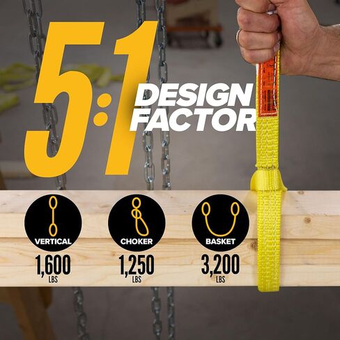 US Cargo Control Nylon Lifting Sling 1" x 4', 1-Ply Eye to Eye Slings (Made in USA) - 1,250 LBS Choker, 1,600 LBS Vertical, 3,200 LBS Basket Capacity - Lift Straps for Lifting & Rigging in Saudi Arabia
