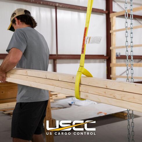 US Cargo Control Nylon Lifting Sling 1" x 4', 1-Ply Eye to Eye Slings (Made in USA) - 1,250 LBS Choker, 1,600 LBS Vertical, 3,200 LBS Basket Capacity - Lift Straps for Lifting & Rigging in Saudi Arabia