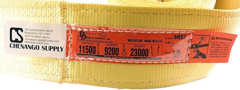 DD Sling 4 Inch x 20 Foot Nylon Lifting Sling – USA Made, 11,500 lb Vertical, 9,200 lb Choker, 23,000 lb Basket – 2-Ply Heavy Duty 900 Webbing, Type 3 Flat Eye & Eye Rigging Sling in Kuwait