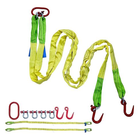 أشرطة رفع مع أغلال - 10 أقدام، حبال اللجام من البوليستر بسعة 6600 رطل، حزام تزوير عالي التحمل بثلاثة أرجل للرافعات والرافعات والشاحنات ونقل المعدات الثقيلة (SJ-3Leg-3T) in Kuwait