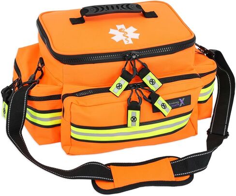 Lightning X Medium First Responder EMT Bag | LXMB25 | w/Reflective, Shoulder Strap & Zippered Compartments for First Aid + Trauma Supplies - RED in Saudi Arabia
