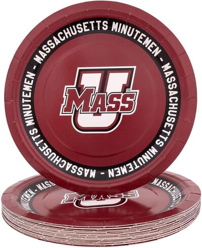 أطباق ورقية لجامعة صبار الصحراء من ماساتشوستس من UMass Minutemen عدد 20 أطباق مستديرة مقاس 9 بوصة للبوابات الخلفية والحفلات والتخرج والمناسبات (التصميم أ) in Saudi Arabia