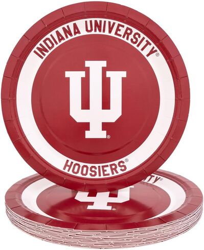 أطباق ورقية لجامعة ديزيرت كاكتوس إنديانا IU Hoosiers عدد 20 أطباق مستديرة مقاس 9 بوصة للبوابات الخلفية والحفلات والتخرج والمناسبات (التصميم أ) in Saudi Arabia