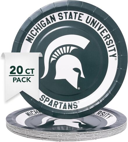 Desert Cactus Michigan State University Paper Plates MSU Spartans 20 Count 9 inch Round Plates for Tailgates, Parties, Graduation and Events (Design A) in Saudi Arabia
