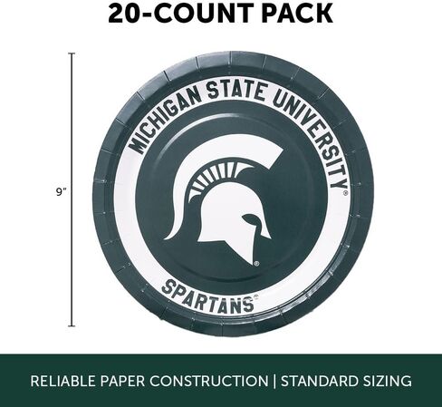 Desert Cactus Michigan State University Paper Plates MSU Spartans 20 Count 9 inch Round Plates for Tailgates, Parties, Graduation and Events (Design A) in Saudi Arabia