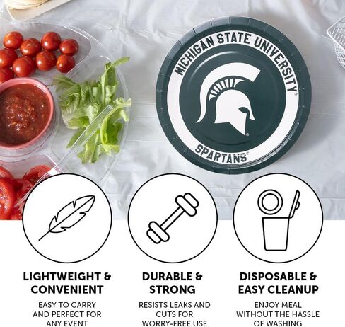 Desert Cactus Michigan State University Paper Plates MSU Spartans 20 Count 9 inch Round Plates for Tailgates, Parties, Graduation and Events (Design A) in Saudi Arabia