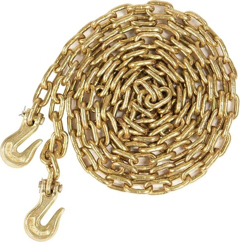 US Cargo Control Grade 70 Transport Chain with Clevis Grab Hooks, 5/16 Inch x 16 Foot Load Chain, Easily Secure Heavy Loads to A Truck Or Flatbed Trailer, 4,700 Pound Working Load Limit in Saudi Arabia