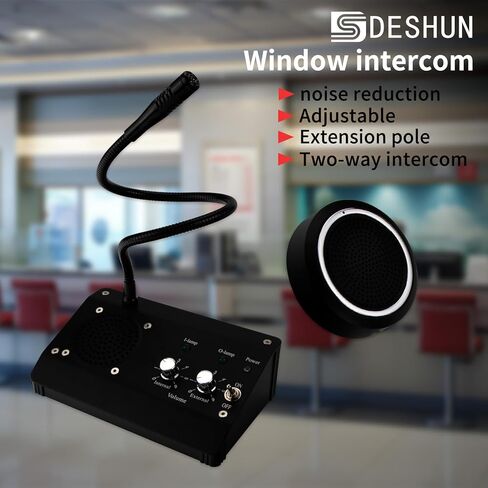 DESHUN Window intercom, Window Speakers, 2 Way Window Counter intercom Microphone, for The Business/Bank/Office/Hospital/Station/Catering in Kuwait