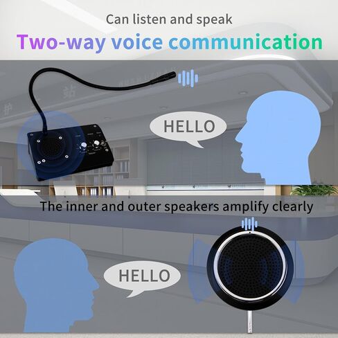 DESHUN Window intercom, Window Speakers, 2 Way Window Counter intercom Microphone, for The Business/Bank/Office/Hospital/Station/Catering in Kuwait