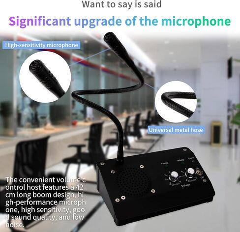 DESHUN Window intercom, Window Speakers, 2 Way Window Counter intercom Microphone, for The Business/Bank/Office/Hospital/Station/Catering in Kuwait