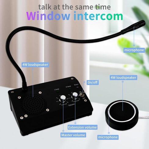 DESHUN Window intercom, Window Speakers, 2 Way Window Counter intercom Microphone, for The Business/Bank/Office/Hospital/Station/Catering in Kuwait