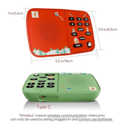 Hosmart UltraSpeak Intercoms Wireless for Home, Holiday Christmas Edition Intercom System for Home Use, Clear Sound Intercom for Business with 1300 Ft Range, Gift Set for Family Friends Elderly(2Pack) in Kuwait