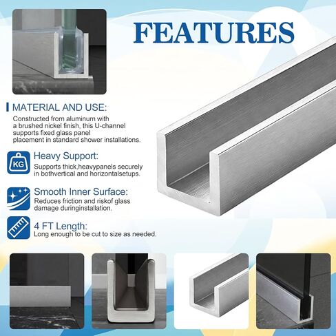 Wesiti 4 ft 1/4" U Channel Aluminum 1/16" Walls x 5/8" High Clear Anodized C Channel Aluminum 6063 Alloy T-6 Temper for Posters Signs Frame Displays - Durable U-shape Slot for Easy Installation 1 Pack in Saudi Arabia