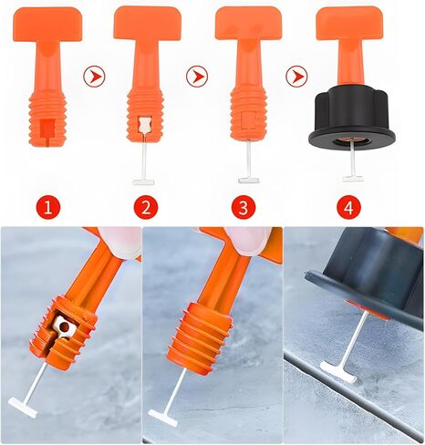 Tile Leveling System Kit,300pcs Reusable 1/16" Tile Leveler Spacers+1500pcs Cross-shaped Tile Spacers+6pcs Wrench+1pack 1/16" Replaceable Spare Steel T-Pin,Tools for Wall Floor Tile Adjustment in Kuwait