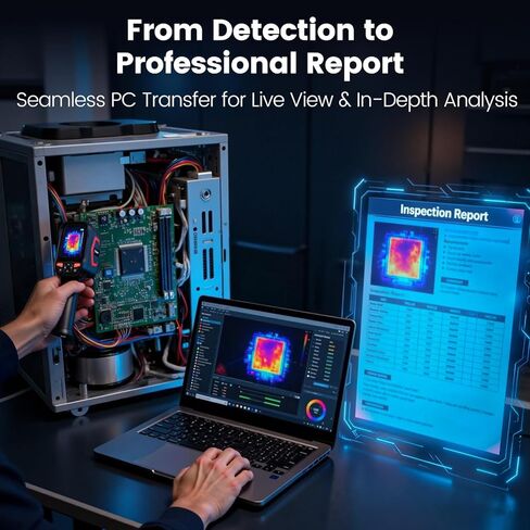 Hcalory T2-G Handheld Thermal Camera 512*384 TISR Resolution, 256*192 IR Resolution 25Hz 3.5" Screen with Video Recording and Wireless Connection Supported, -4°F to 1022°F 3.5" Screen with PC Software in Kuwait