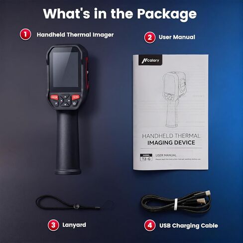 Hcalory T2-G Handheld Thermal Camera 512*384 TISR Resolution, 256*192 IR Resolution 25Hz 3.5" Screen with Video Recording and Wireless Connection Supported, -4°F to 1022°F 3.5" Screen with PC Software in Kuwait
