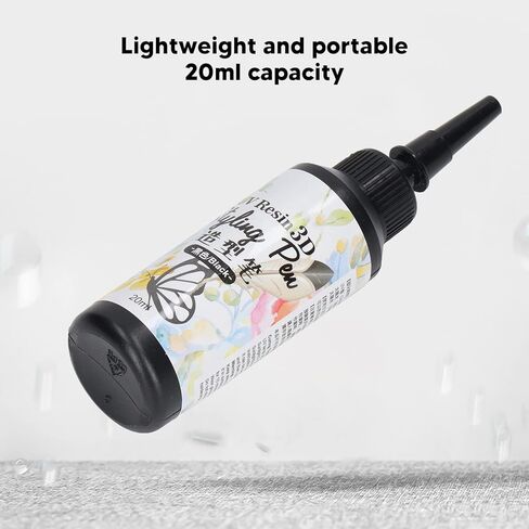 3D UV Resin Liner, 3D Printing Resin, Lightweight Pen Shape Styling Pen Fast Curing 20ml Capacity for Outlining for Tracing for Home (Black) in Saudi Arabia