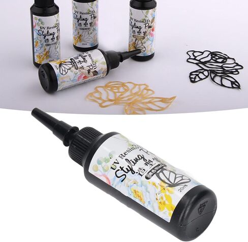 3D UV Resin Liner, 3D Printing Resin, Lightweight Pen Shape Styling Pen Fast Curing 20ml Capacity for Outlining for Tracing for Home (Black) in Saudi Arabia