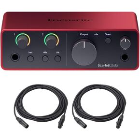 Focusrite Scarlett Solo 4th Gen Audio Interface AMS-SCARLETT-SOLO-4G Bundle with 2x OnStage MC-20 Production-Grade 20ft XLR to XLR Microphone Cable in Kuwait