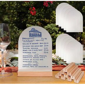 Frosted Blank Arch Acrylic Sign with Wooden Stands - 10 Pack DIY Customizable Sign Kit for Wedding Table Numbers, Restaurant Party Bridal Shower (4x6 Inch) in Kuwait