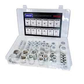 64 Pcs. JIC Cap Plug Kit, JIC Plug and Cap Kit, Hydraulic Plugs and Caps Kit, Galvanized Carbon Steel with Precision Threading, Dash Sizes 04 06 08 10 12 16 in Saudi Arabia