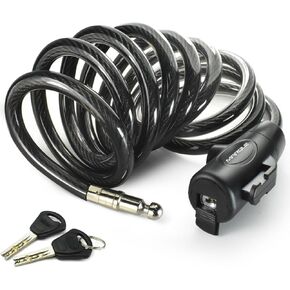 قفل دراجة MARQUE مع مفتاح - 3/8 بوصة (4 قدم، 7 قدم، 15 قدم) أقفال كابل ملفوف مع مفتاحين، كابل أمان مضاد للسرقة للدراجات، الدراجات البخارية، قوارب الكاياك، ألواح التجديف، البوابات (4 أقدام) in Kuwait