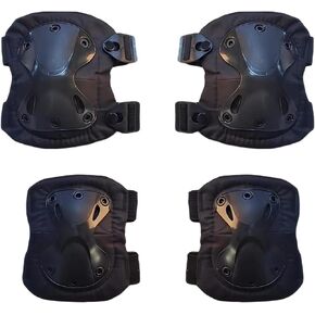 طقم وسادات للركبة والكوع القتالية، 4 قطع معدات شديدة التحمل للتدريب، أسود in Kuwait