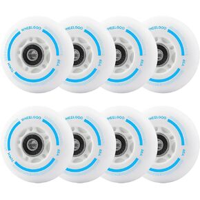 8 عجلات تزلج مضمنة بإضاءة LED للأطفال والمراهقين، بدون بطارية، عجلات من البولي يوريثان مع محامل 608RS، التزلج المسائي والليلي (أبيض، 70 مم) in Kuwait