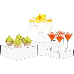 3 عبوات من صناديق الأكريليك المكعبات الأكريليك لرافعات بوفيه الطعام وحوامل تزيينية من 6 بوصات إلى 10 بوصات مع قيعان مجوفة 3 أحجام لحفلات تقديم الطعام والحلوى in Kuwait