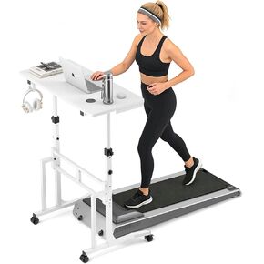 مكتب قائم بعجلات من ikkle، مكتب جهاز مشي قابل للتعديل، مكتب تدريب الدراجة المتدحرج للكمبيوتر المحمول، حامل الهاتف، بني in Kuwait