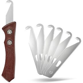 7pcs Club High-Carbon Steel Single-End Hook Knife Set with Wood-Grip Handle & Pre-Lubricated Blades - Golf Club/Bike Grip Removal Tool in Kuwait