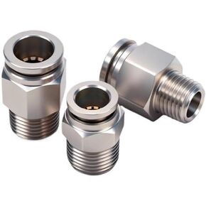 3 قطع 304 من الفولاذ المقاوم للصدأ موصل سريع هوائي Pc8-02 ملولب مستقيم من خلال Pc4-M5 أنابيب هواء موصل توصيل سريع 6-01(Stainlesssteelpc16-02) in Kuwait