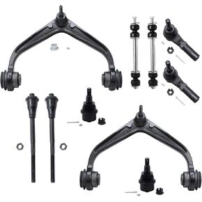 Detroit Axle - Front 10pc sting kit for 2011-2019 Chevy GMC Sierra Silverado 2500HD 3500HD ، 2 ARVER TROUBL ARMS w/all joints + 2 sway bar links + 4 inner & ueter tie rolds + 2 lower ball boints romosts in Kuwait