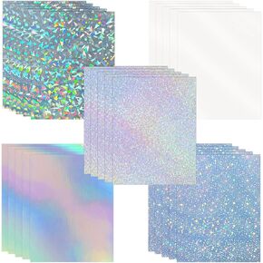 30 ورقة ورقة ملصقات قابلة للطباعة الفينيل القابلة للطباعة A4 (8.25 "× 11.7") بحجم الحرف الأمريكي قوس قزح ملصقًا لامعًا لذاته مضادًا لذاته بسرعة للطابعة الحبر/الليزر (6 Desg-Star in Kuwait