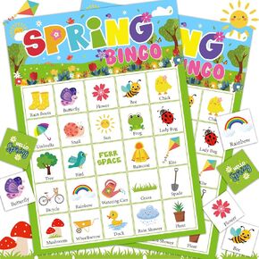 ألعاب سبرينج بينجو للأطفال 24 لاعبًا في الفصل الدراسي، ألعاب حفلات الربيع للمجموعات الكبيرة، مجموعة بينجو، لعبة بطاقات الطاولة، أنشطة مدرسية عائلية in Kuwait