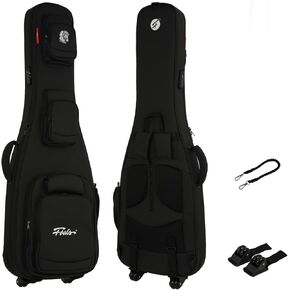 FOALS Bass Guitar Gig Bag with Removable Wheels, TSA Lock, Waterproof Thick Padding Backpack for Travel in Kuwait