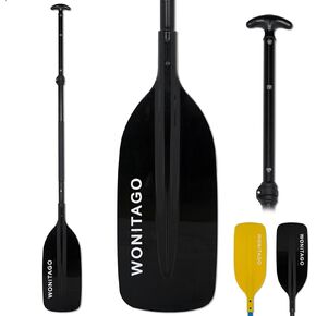 Canoe Paddle with Aluminum Shaft and Plastic Blade, Adjustable Paddle for Canoeing, Boating and Rafting, 4-5 Ft (122-152 cm), Black/Yellow in Kuwait