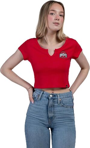 تي شيرت Hype & Vice Cali للنساء (صغير) - قميص علوي لجامعة ولاية أوهايو للنساء، تي شيرت قصير، قمصان جامعية لأيام اللعب - أحمر in Kuwait