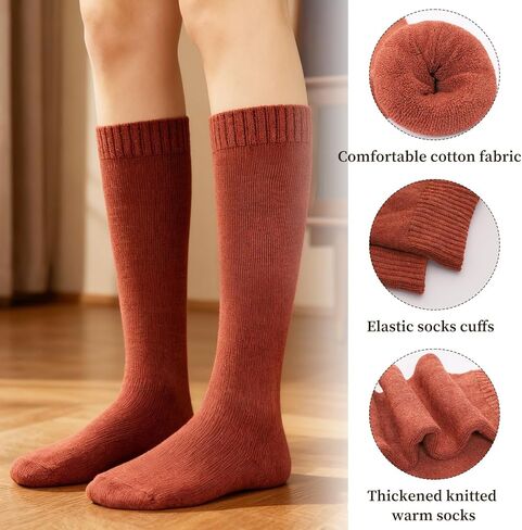 5 Pairs Knee Warm High Socks for Women Cotton Winter Sock in Kuwait