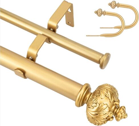1" Curtain Rod with Albert Finials - 28" to 48", Weathered White in Saudi Arabia