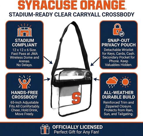 حقيبة كروس ليتل إيرث سيراكيوز برتقالية شفافة من الرابطة الوطنية لرياضة الجامعات (NCAA). in Kuwait