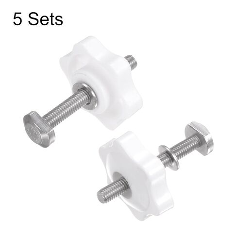 5Set T Track Bolts Knob Kit M5 x 40mm Threaded Bolts M5 x 32mm Hex Hand Nut Clamping Knob with Washer for Woodworking Jigs and Fixtures, White in Saudi Arabia