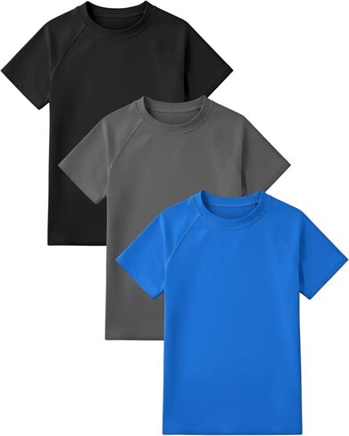 3 Pack Boys UPF 50+ Short Sleeve Rashguard Sun Protection Swim Shirt with Quick Dry Swimwear in Kuwait