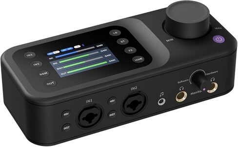واجهة الصوت وخلاط الصوت NearStream AMIX40U للكمبيوتر والهواتف الذكية، 10 قنوات، مدخلات XLR/6.35 مم مزدوجة، طاقة فانتوم 48 فولت، مراقبة مزدوجة، شاشة LCD 2 بوصة، بلوتوث/AUX/USB، للبث الصوتي والبث والموسيقى in Saudi Arabia