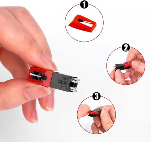 2pcs Record Player Needle Replacement, Red Record Player Stylus for LP Victrola ION Crosley in Saudi Arabia